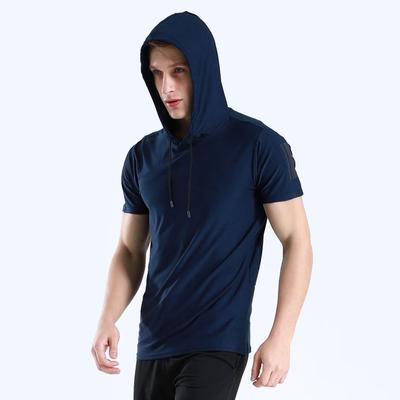 Herren-Sport-Kapuzenpullover, lässig, kurzärmelig, Sport-Shirts, Fitness-Sweatshirt, schnell trocknend, atmungsaktiv, Lauf-Trainingsoberteile