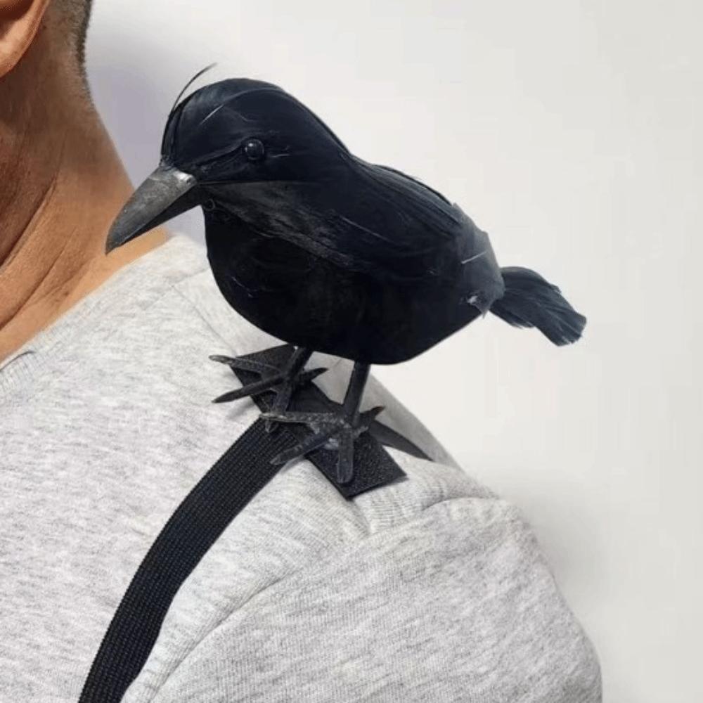 with Shoulder Strap Lifelike Crow Black Feather Cosplay Costume Halloween Simulation Crow Party 07 16cm