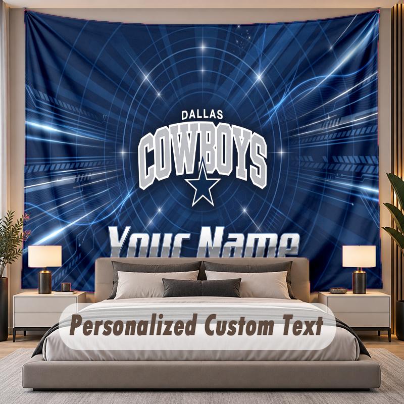 Custom Name Text Tapestry Dallas Cowboys Personalized Polyester Wall Tapestry For Bedroom And Room