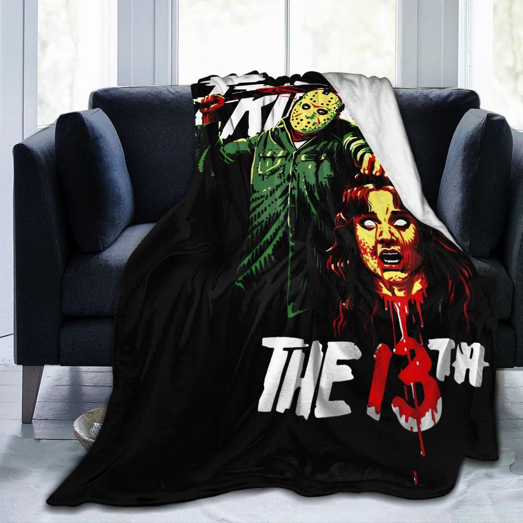 Friday Jason Voorhees 13th Blanket Horror Scary Halloween Flannel Funny Warm Throw Blanket for Bed Sofa Spring/Autumn Office