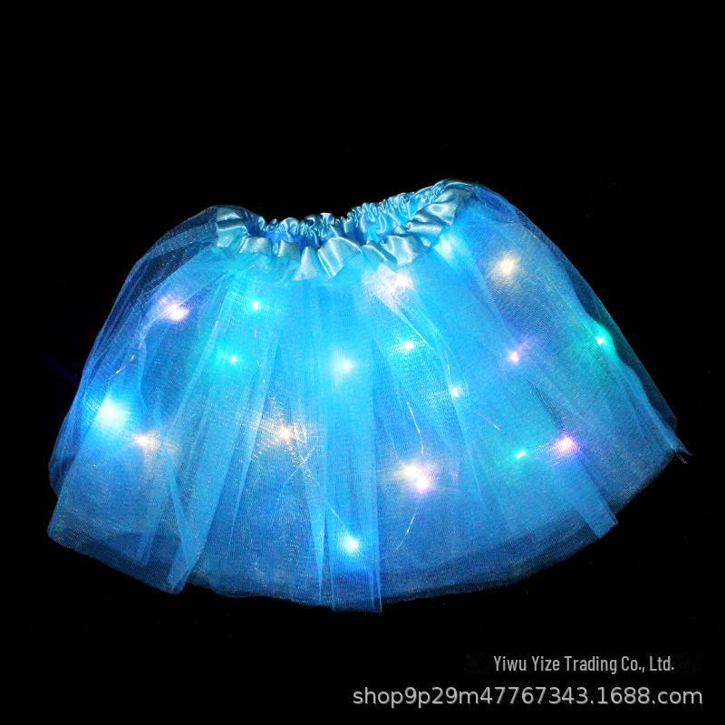 Children's Glow Angel Costume: Girl's Gauze Skirt with Flashing Wings and 20-Light Butterfly Design, 3-Piece Set.
