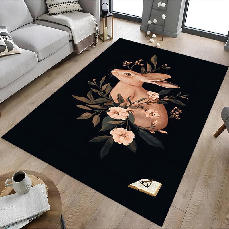 1pc rabbit flowers Carpet Anti Slip Polyester Floor Mat for office.Bedroom