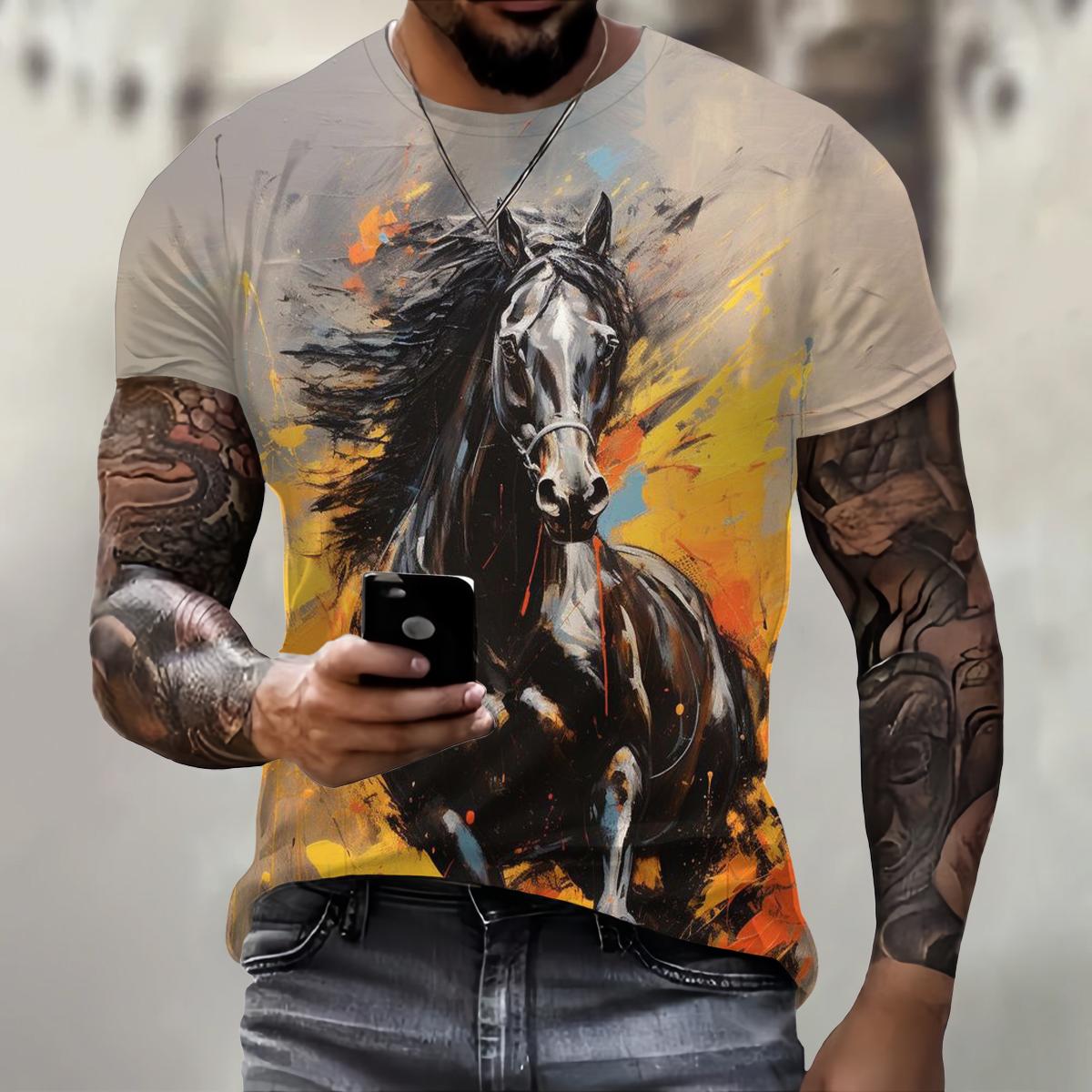 ETST 012 Trend Harajuku Kleding Casual Grappig 3D Dierenprint Heren T-shirt Street O-hals Korte Mouw Tee Zomermode Ademende Tops XL