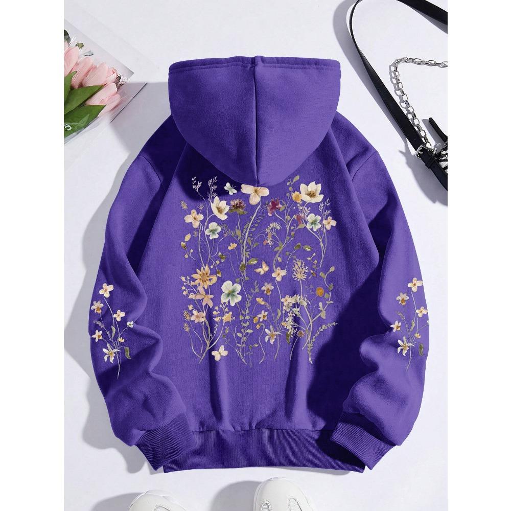 

Colorful Flowers Printing Women Sweatshirt Harajuku Casual Sweatshirt Fashion Loose Hoodie Autumn Warm Vintage Woman Top XL