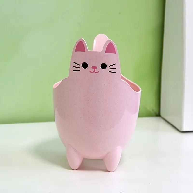 

1pc, Cute Cartoon Cat Desktop Storage Bin, Mini Trash Can, Multi-functional Makeup Organizer, Modern Plastic Holder For Office A 4L розовый