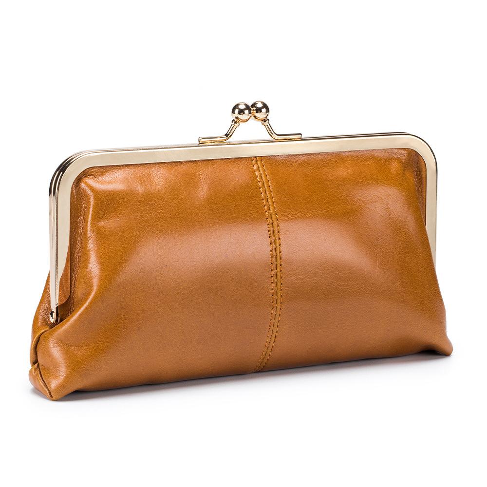 New European and American Retro Clip Bag, Long Clutch Bag Wallet, Simple Mouth Gold Storage Bag, Large-capacity Wholesale