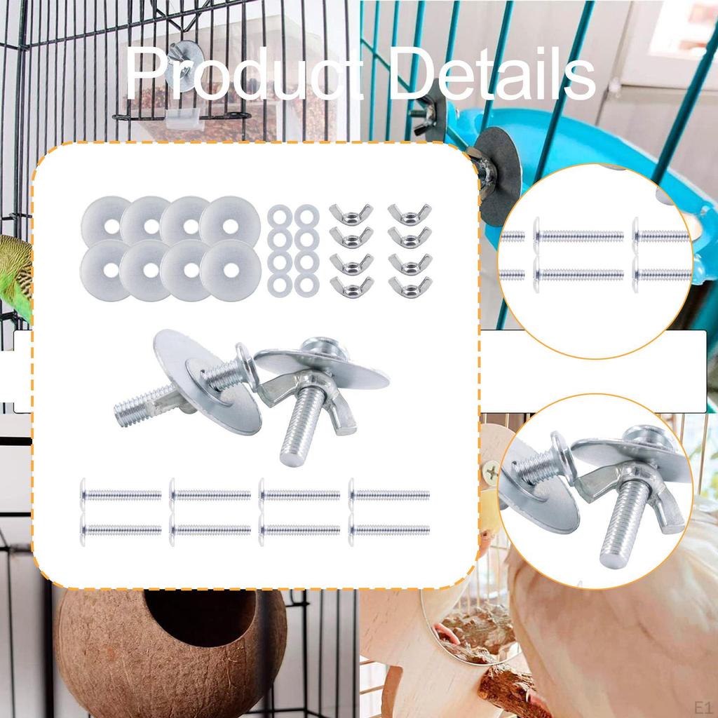 Vogelkäfigschrauben Ständer Plattform Zubehör, Kohlenstoffstahl, DIY, 10 Unterlegscheiben 10 Flügelmuttern zur Befestigung