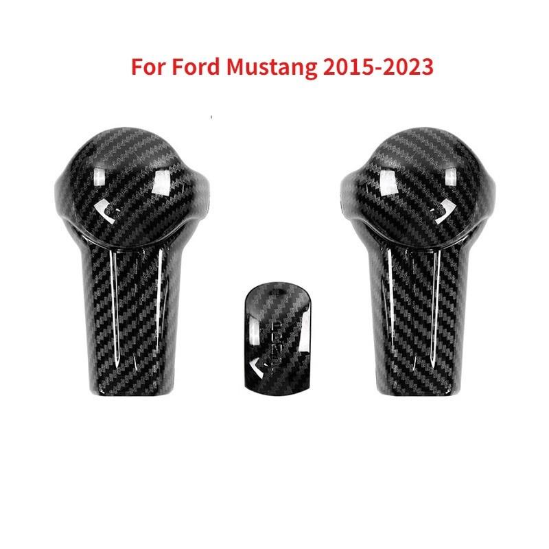 Car Automatic Gear Shift Knob Trim Cover Carbon Fiber Style Stickers For Ford Mustang 2015-2023 ABS Accessories