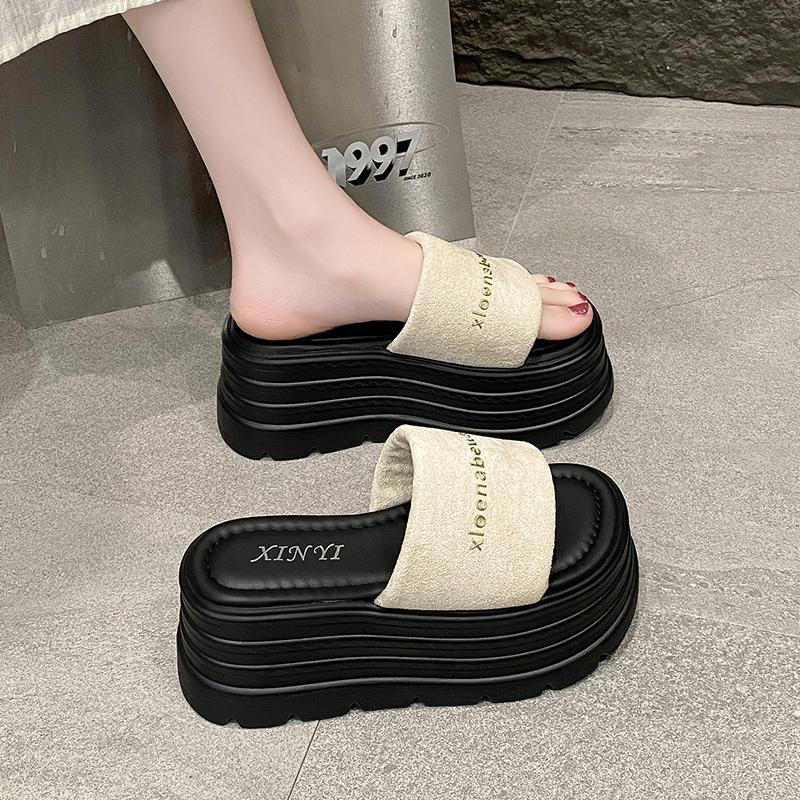 Fashion Shoes Woman 2025 Slippers Heels Pantofle Luxury Slides Platform High New Designer Summer Fashion Shoes Woman 2025 Slippers Heels