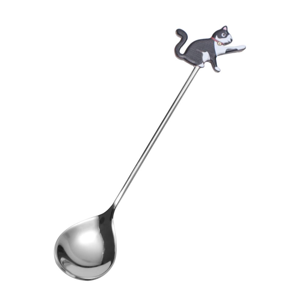 Creative Polished Cat Fish Stainless Steel Spoon Japanese Korean Style Stirring Spoon Teaspoon Colorful Dessert Spoon Gifts