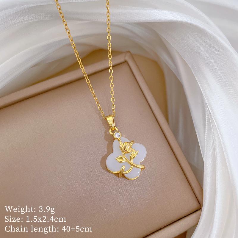 Multi-Element Style Copper Micro-Inlaid Necklace Combination Female Real Gold Electroplated Exquisite Collarbone Chain