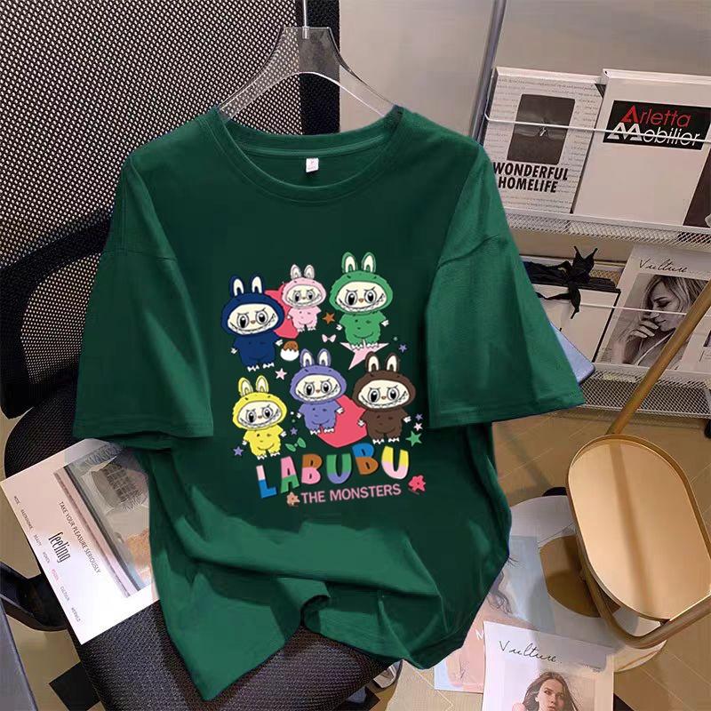 Local Brand Cotton Loose Short Sleeve T-shirts Women Printed Graphic Big Oversize Neck Round Tees