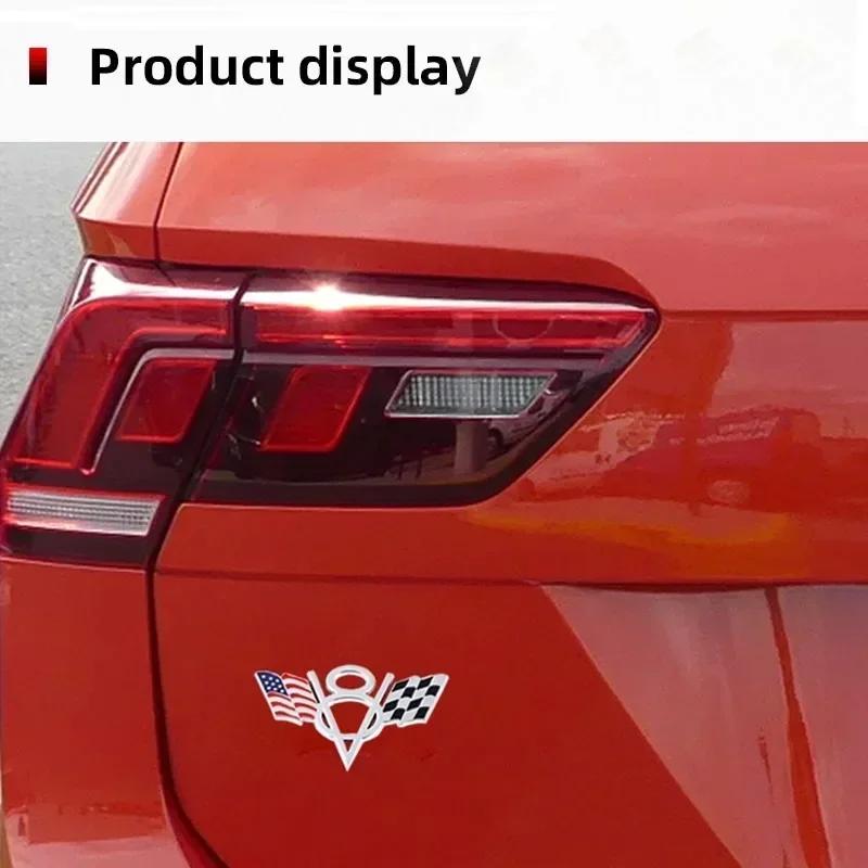 3D Metal V8 Italy France America US UK Flag Rear Trunk Fender Emblem Badge Sticker for Dodge Jeep Ford Accessories