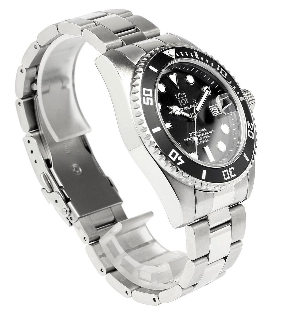 HYAKUICHI 101 Quartz Watch with Date 20 ATM Water No.1 Diver's Display, Resistance, HYAKU1-001 (Black)