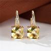 Blue Zircon Square Stone Luxury Crystal Rainbow Hoop Earrings Boho Gold Color Engagement Wedding  For Women