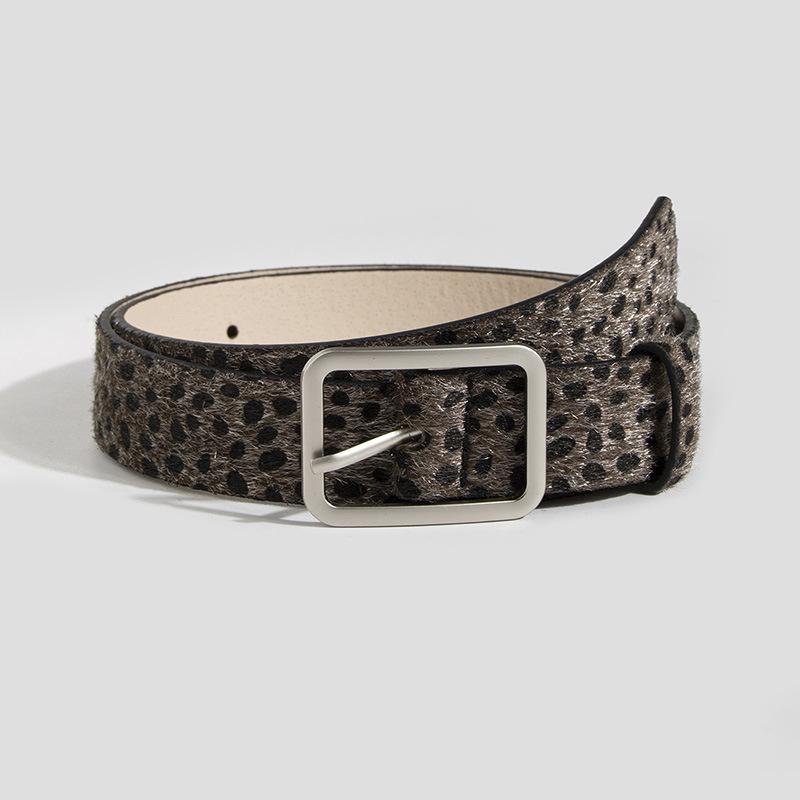New Day Buckle Black and White Cow Pattern Horse Hair Women Fake Hair Fashion PU Belt