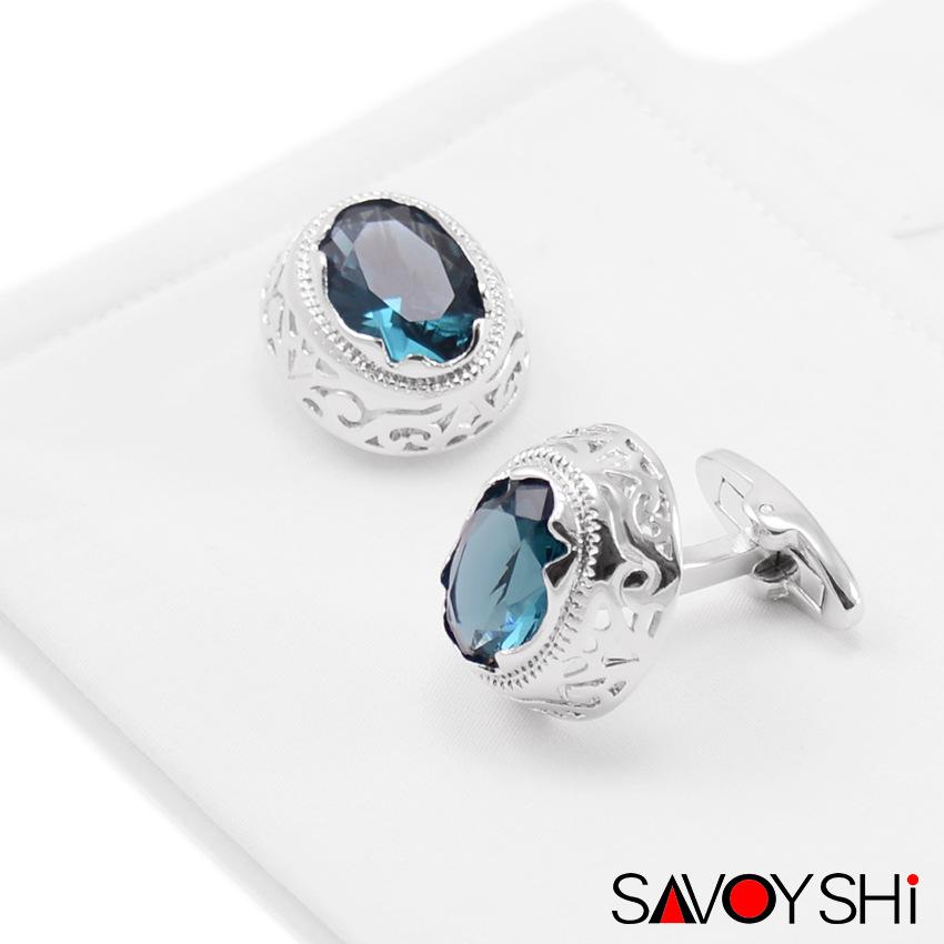 Savvas Men's Red Crystal Cufflinks & Women's Oval Glass Cufflinks Set