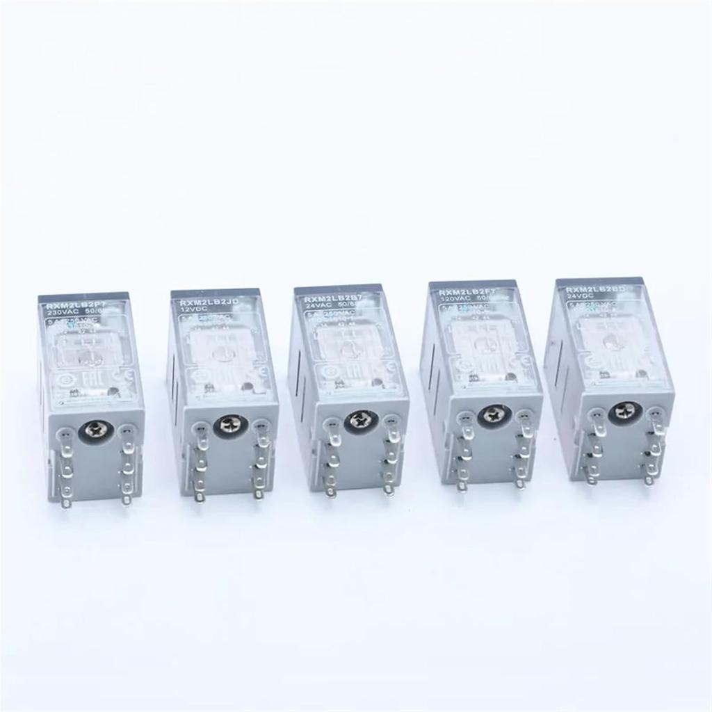 5PCS Relay RXM2LB2BD RXM2LB2P7 RXM2LB2F7 RXZE1M2C 2CO 5A 24VDC 230VAC 120VAC Small Intermediate Relay (Size : RXM2LB2F7 AC120V)