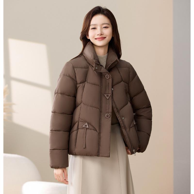 

Женская дутая куртка, короткая, свободного кроя, пальто со стойкой, верхняя одежда XXXL темно-коричневого