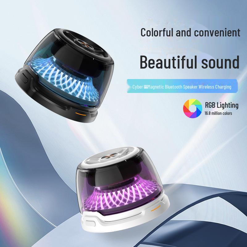 

15 Вт магнитный беспроводной RGB-динамик с Bluetooth и сабвуфером 60x58x41mm белый