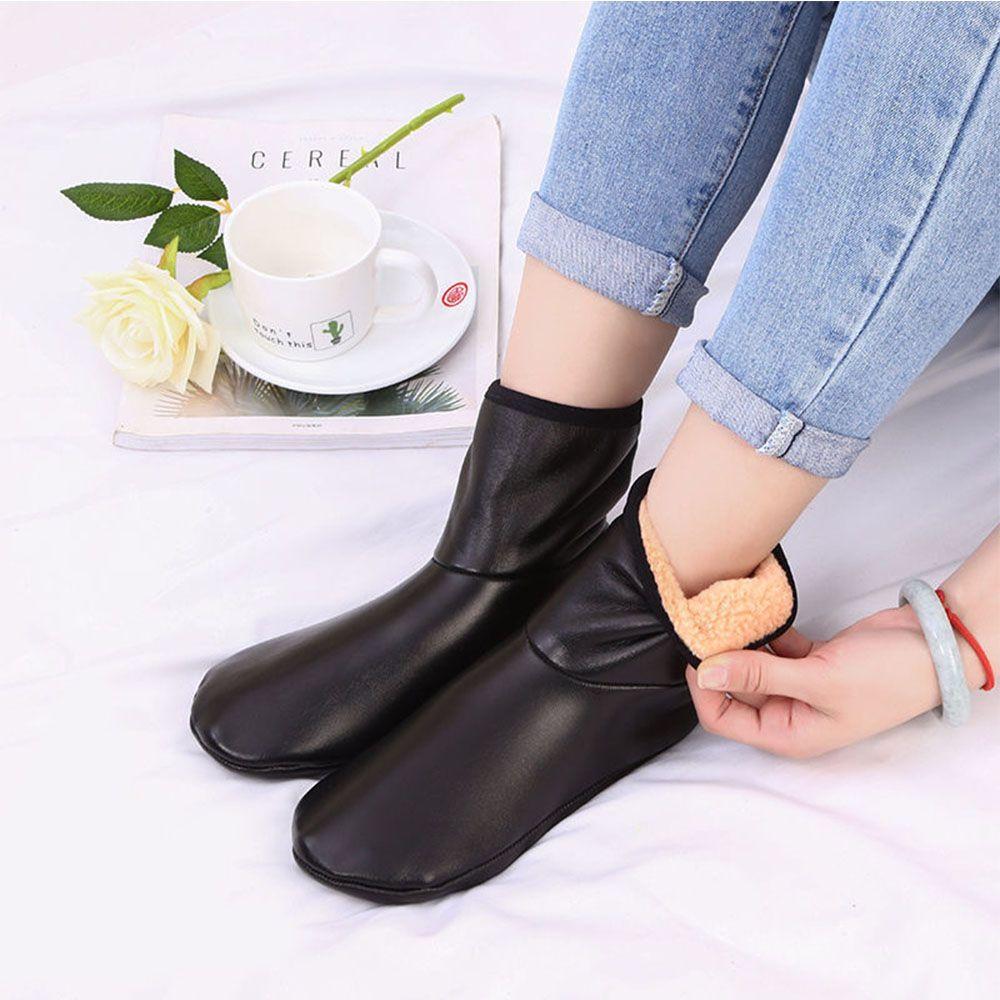 Unisex Men Women Winter Breathable Middle Socks Soft Non-Slip Boot Slipper Leather Thermal Socks