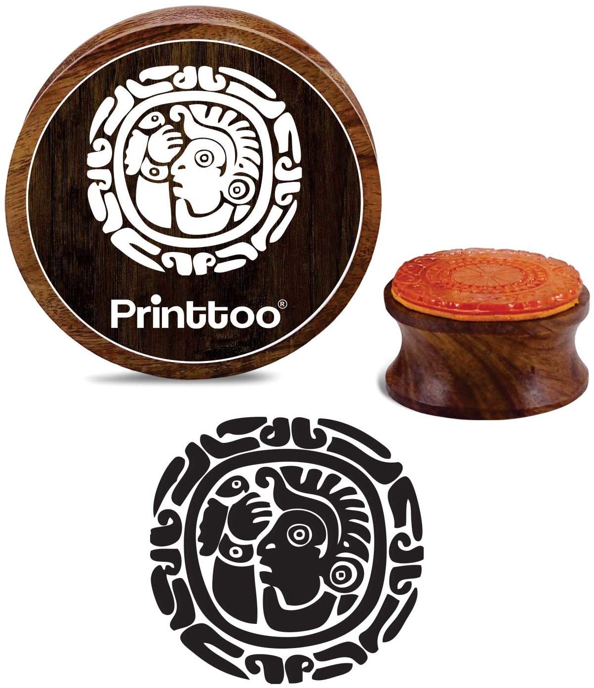 

Printtoo Craft Textile Round Aztec Inca Symbol Wooden Gum Stamp Scrap-Booking-3 2 Inch Diameter коричневий