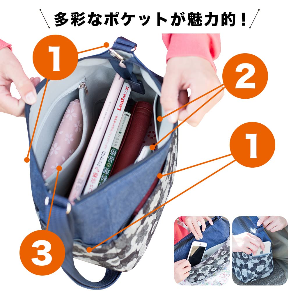 Umhängetasche für made in Okayama daisy shoulder perfekt für [creare KIKI] Frauen, Crossbody, leicht, geräumig, Japan, Denim, Tasche, Muttertag,