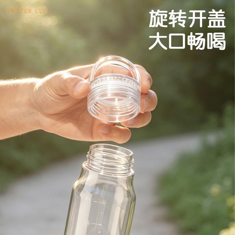 Water bottle High value transparent portable plastic cup High temperature wear and leak-proof sports water cup Car portable accompanying cup