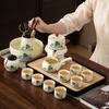 Ru kiln automatic tea set household high-end lazy tea light luxury ceramic stone grinding kung fu teapot teacup tea tray