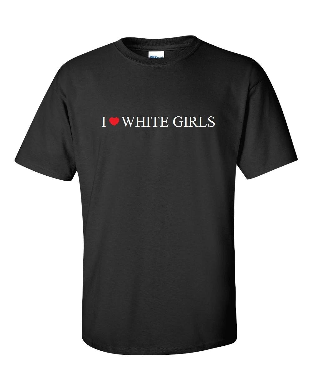 I HEART White Girls Funny Gift LOVE T-Shirt Black White Cotton Shirt S - 5XL M