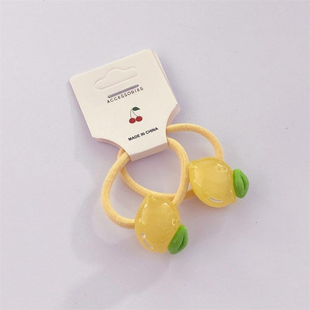 2PCS Resin Hair Band Semi Transparent Braid Rubber Ties Trendy Elastic Hair Band