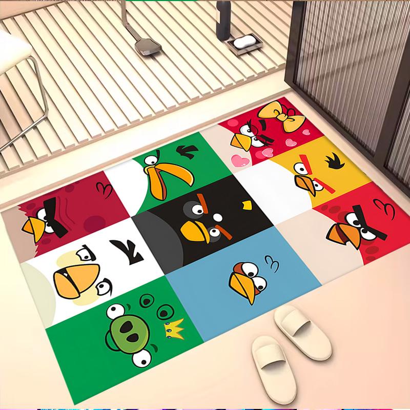 Angry Birds Print Rug, Washable Floor Carpet, For Entryway Dorm Laundry Room Office Study, Home Decor Birthday Christmas Gift