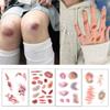 Horror Realistic Fake Bloody Wound Stitch Scar Scab Waterproof Temporary Tattoo Sticker Halloween Masquerade Prank Makeup Props