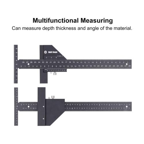 Woodworking Scribing Ruler, T-Shaped Design, Aluminum Alloy Material, T-Shaped Carpenter's Ruler, Carpentry Dash Gauge