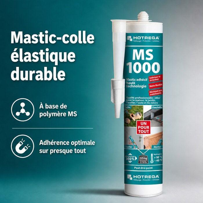 Mastic colle transparent, Colle etanche transparente, Mastic MS polymère, 290ml