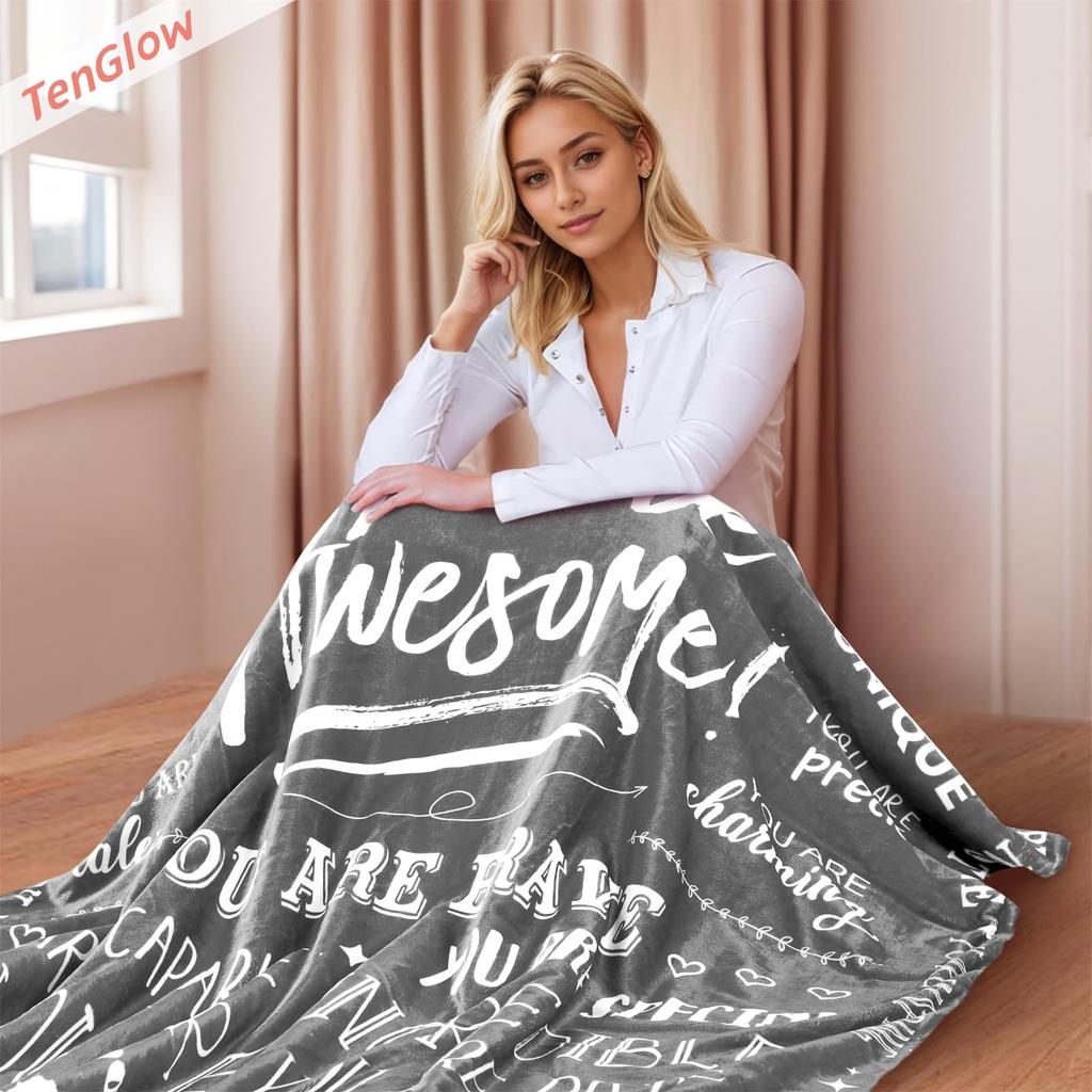 Inspirational Throw Blanket 50" x 60" Soft Fleece - Get Well Gift for Men After Surgery - You are Awesome Recovery Blanket for Him - Thinking of You