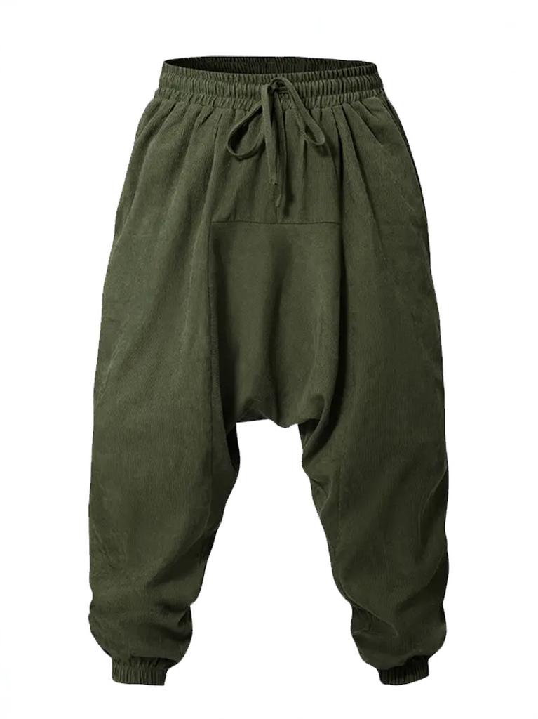 Trousers Outdoor men's hanging pants Casual trousers Retro national style loose pants Solid color leggings