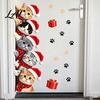 Cartoon Kitty Window Graphics Christmas Cat Door Sticker Cute Santa Hat Kittens Wall Decal Self Easy Peel And Stick Murals Adhesive Waterproof