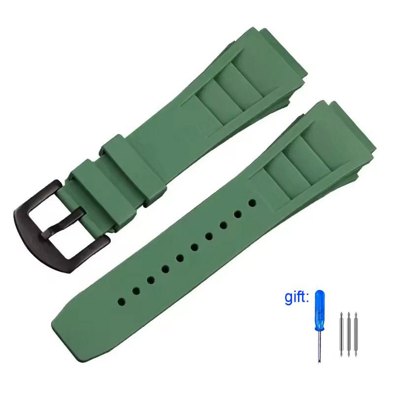 Green Red Black Gray Blue Fresh ear style Rubber Watchband For Richard Mille strap for RM011 Mille Bracelet Watch Band 25mm New