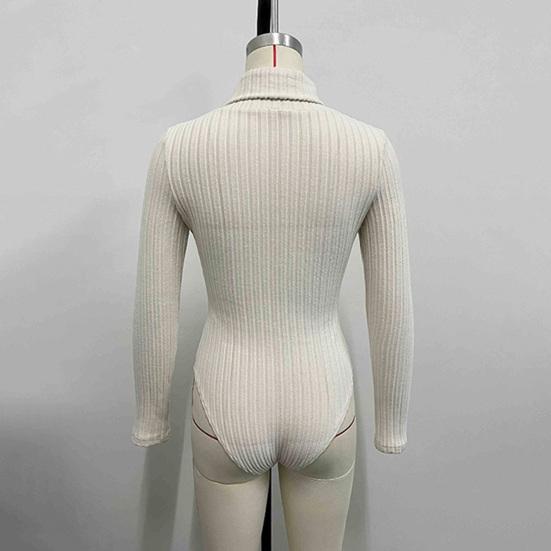 Women's Long Sleeve High Neck Bodysuit Fall Slim Fit Ribbed Knit Sweater Tops Sexy Bodycon Stretchy Basic Bodysuit