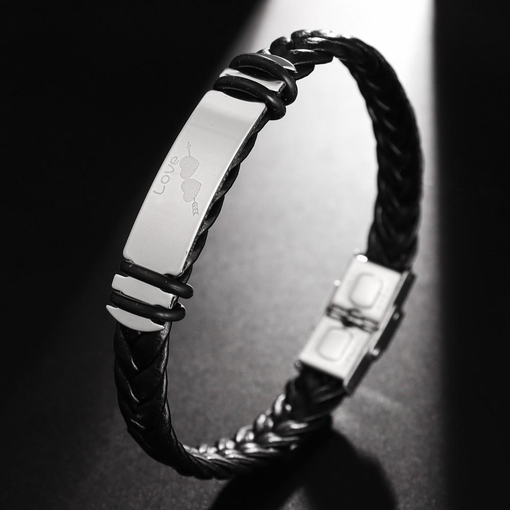 Fashion Couple Romantic Confessions One Arrow Through The Heart Patterned Leather Bracelet Pop LOVE Alphabet Bracelet Punk Holid