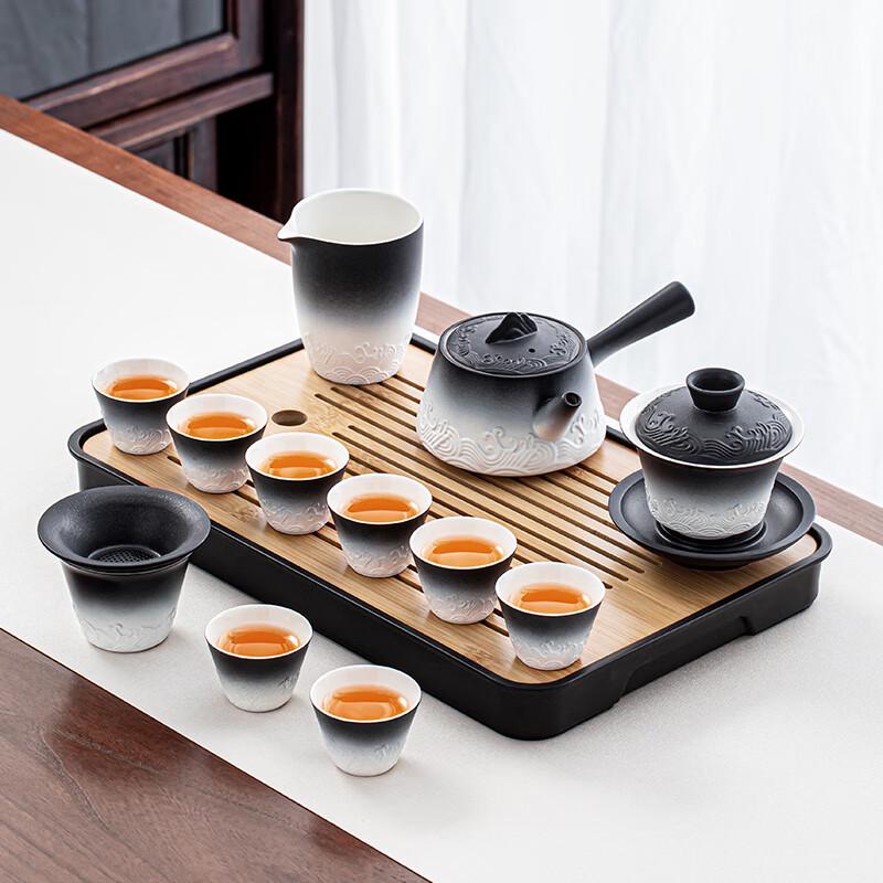Lainuo Gradient Black Wave 12-Piece Tea Set