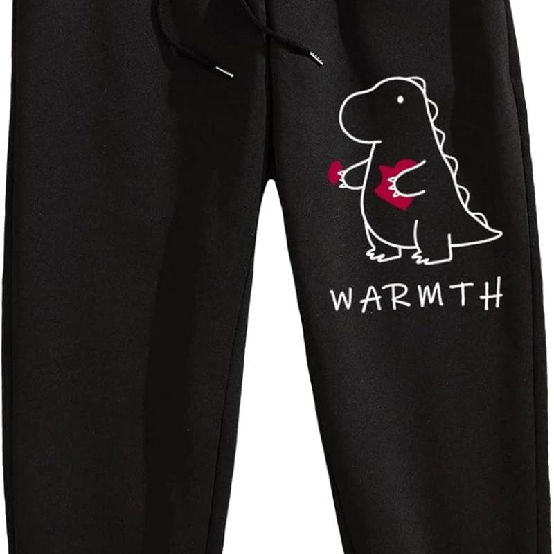 COZYEASE Men s Letter Graphic Print Sweatpants Drawstring Waist Slant Pocket Casual Pants XS чёрный