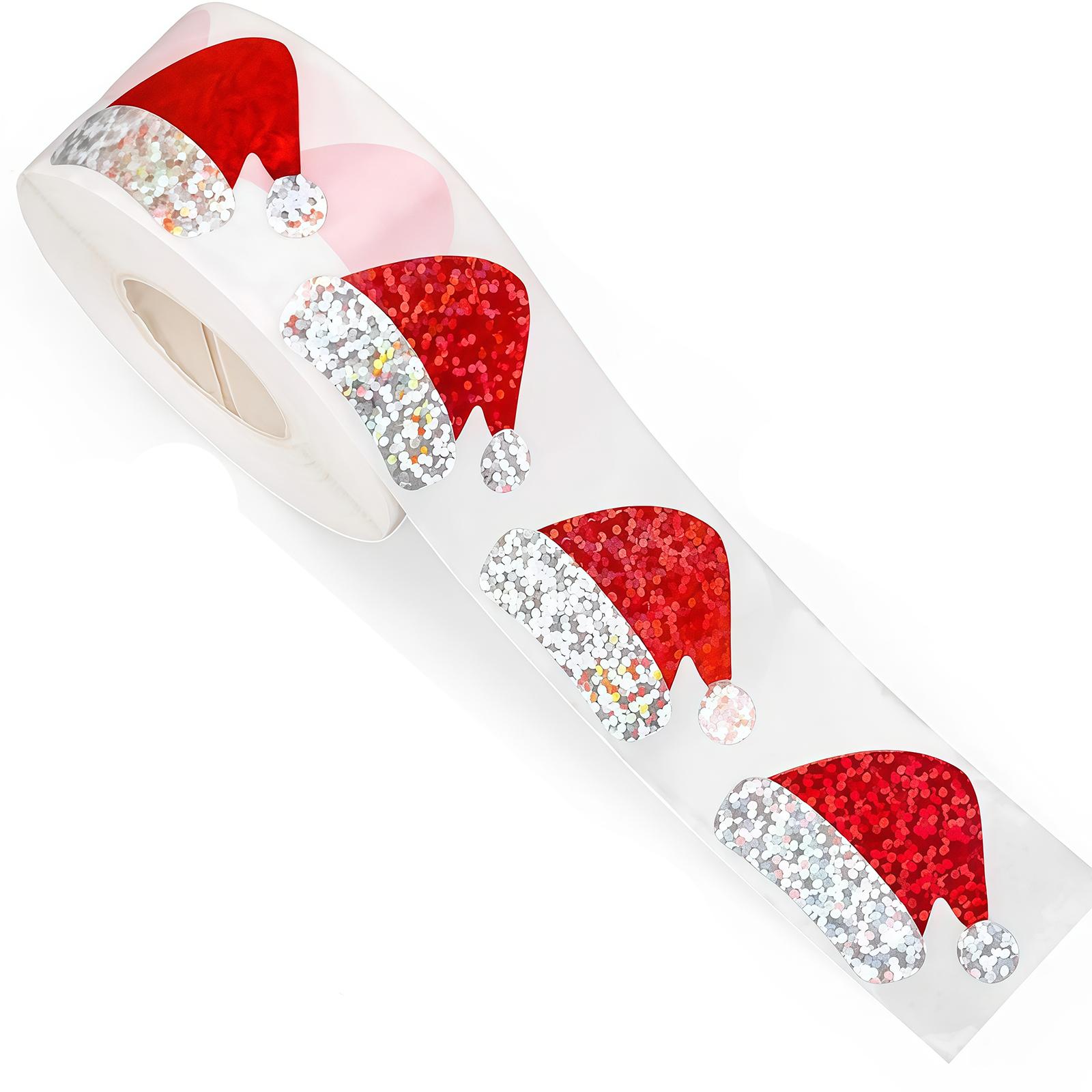 

Christmas Decoration Label Stickers, 500 Stickers/Roll, Festival Candy Gift Stickers, Santa Hat Self-Adhesive Sealing Stickers