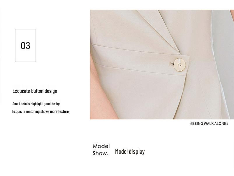 Women's Black Short-Sleeve Suit Jacket – Summer Lightweight, Elegant, Slimming, Professional Wear