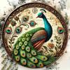 Vintage Peacock Wall Art Decor Blue Green Metal Painting Elegant Home Gift
