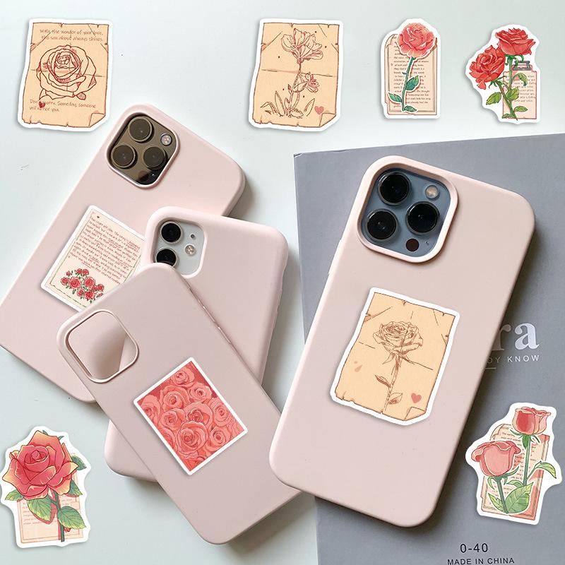 50 Cartoons Gifts for People with Roses and Graffiti Stickers Personalized Decorative Guitar Notebook Suitcase DIY Waterproof Stickers