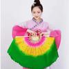45cm Half Circle Silk Kids Children Bamboo Fans Hand Dye Adults Fan  Veil Pairs Yangko Dance Tools