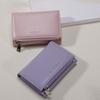 Women Wallet PU Leather 3-Fold Purse Portable Triple Fold Short Wallets Solid Color Coin Purse Multi-slot Card Holder Women