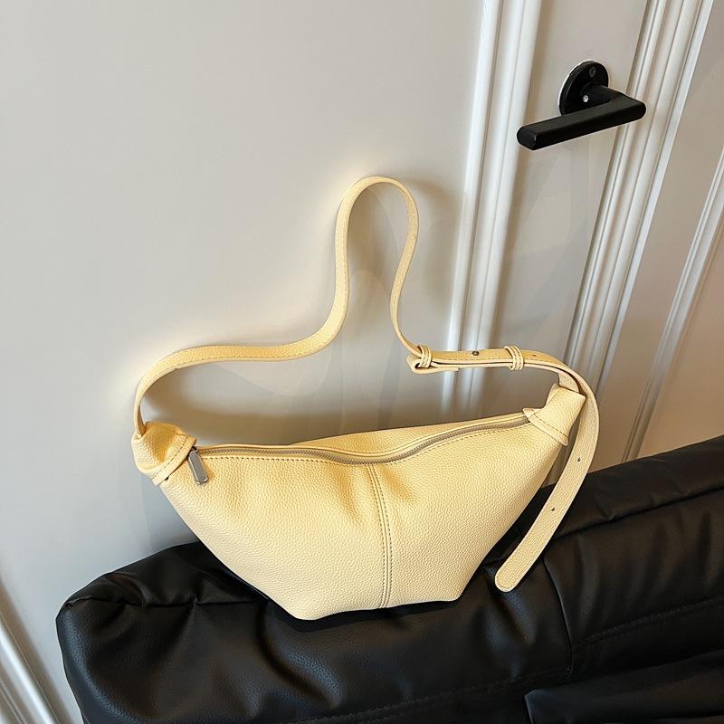 

2025 лето новый ретро простой плиссированный мешок-пельмень женская сумка модная сумка через плечо диагональный кроссбоди сумка-круассан